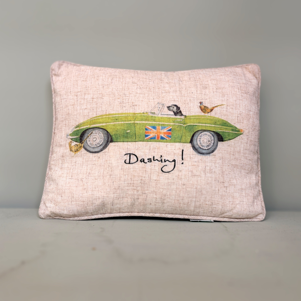 Dashing Jaguar Driving Labrador Cushion