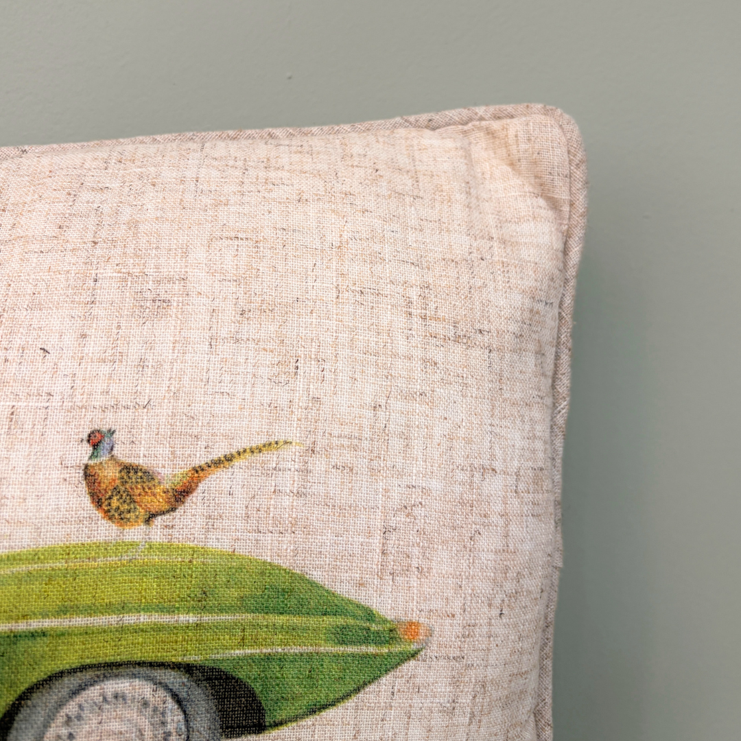 Dashing Jaguar Driving Labrador Cushion