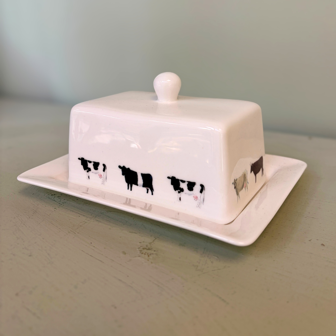 Country Inspired Cow Butter Dish
