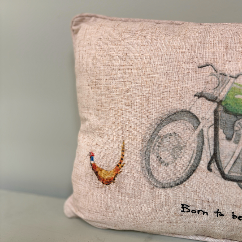 Born to be Wild Pheasant Motorbike Cushion