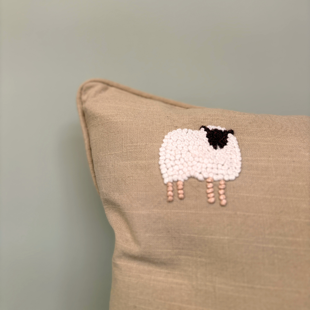 Farm Friends Embroidered Duck Feather Cushion