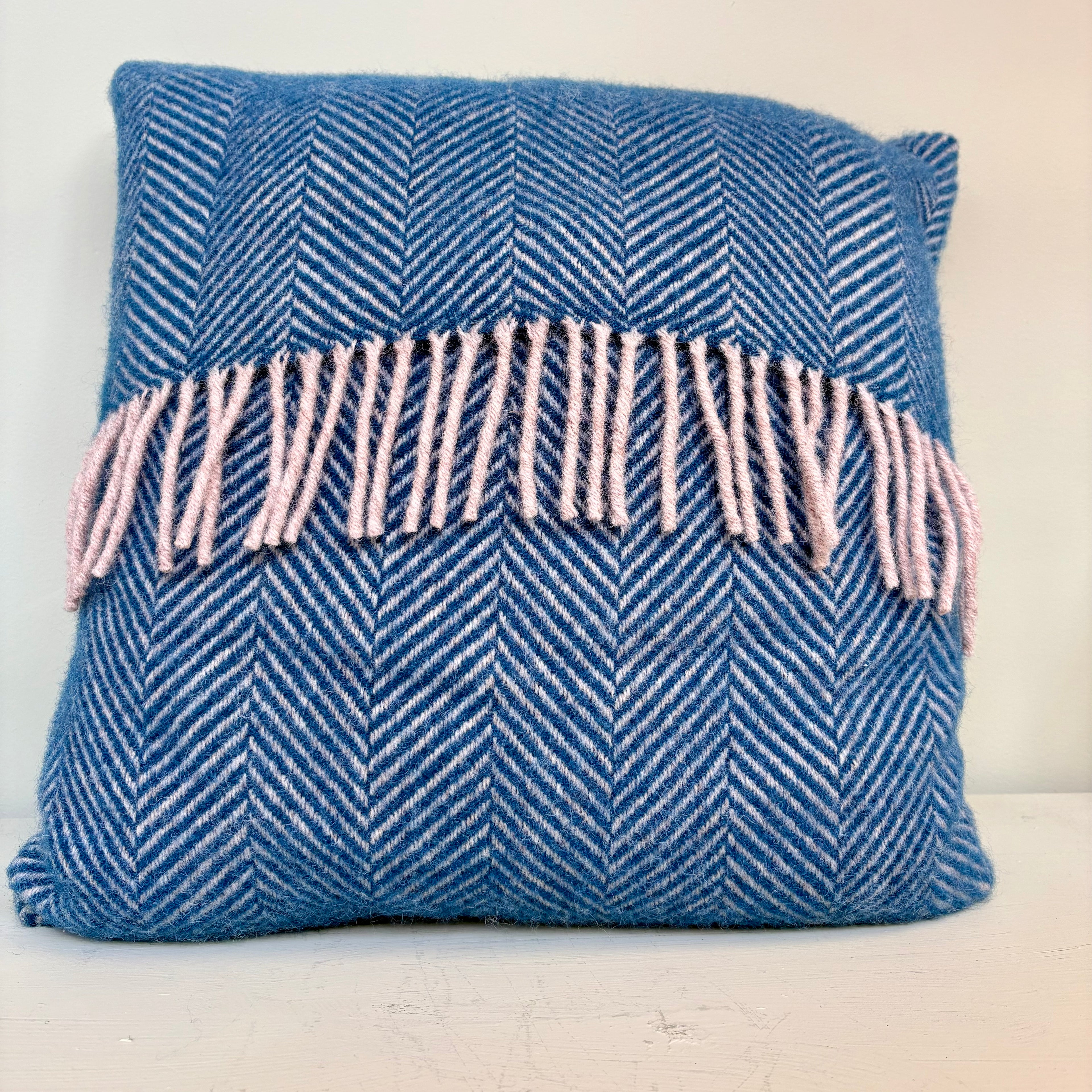Handmade Welsh Wool Cushion Dark Blue