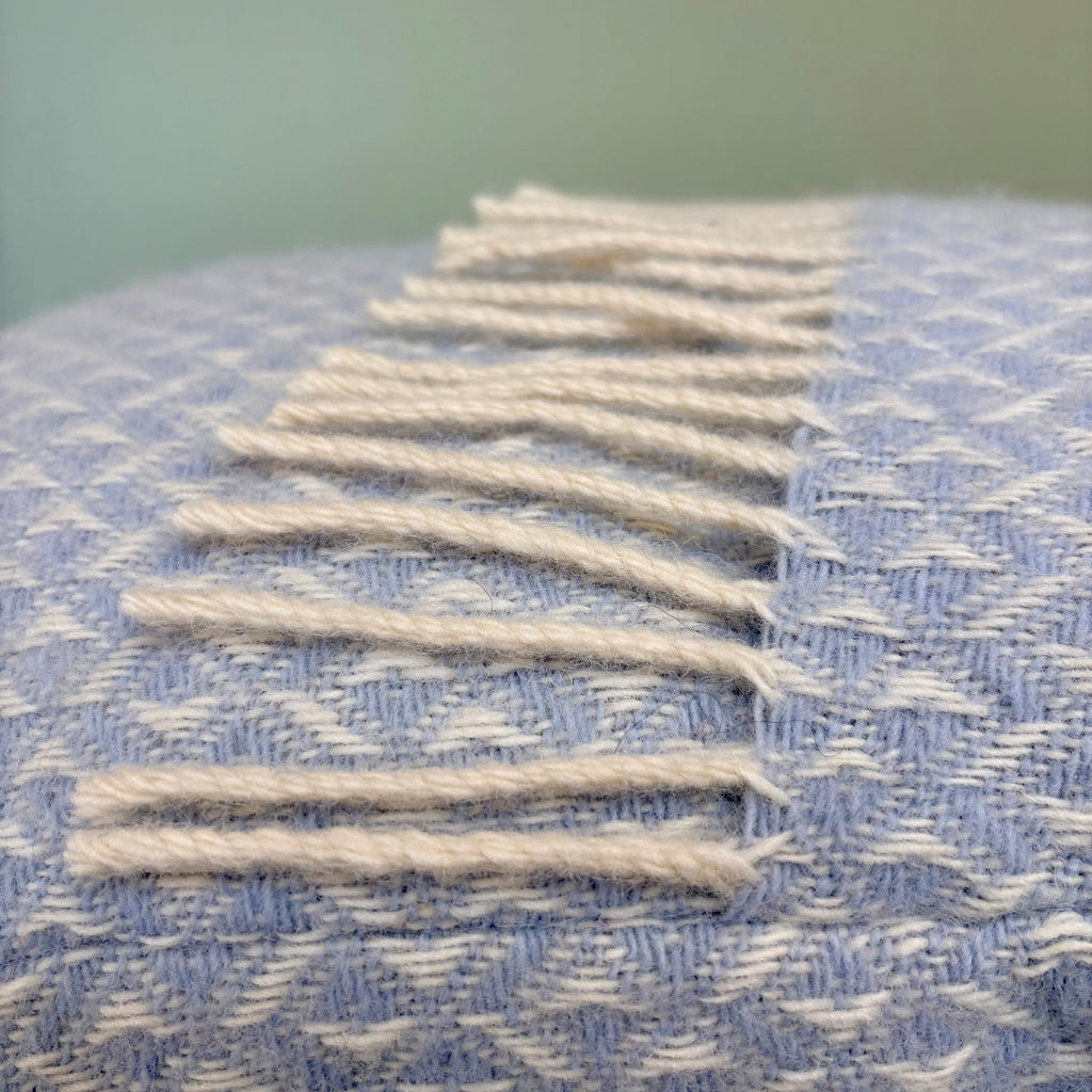 Handmade Welsh Wool Cushion Pastel Blue