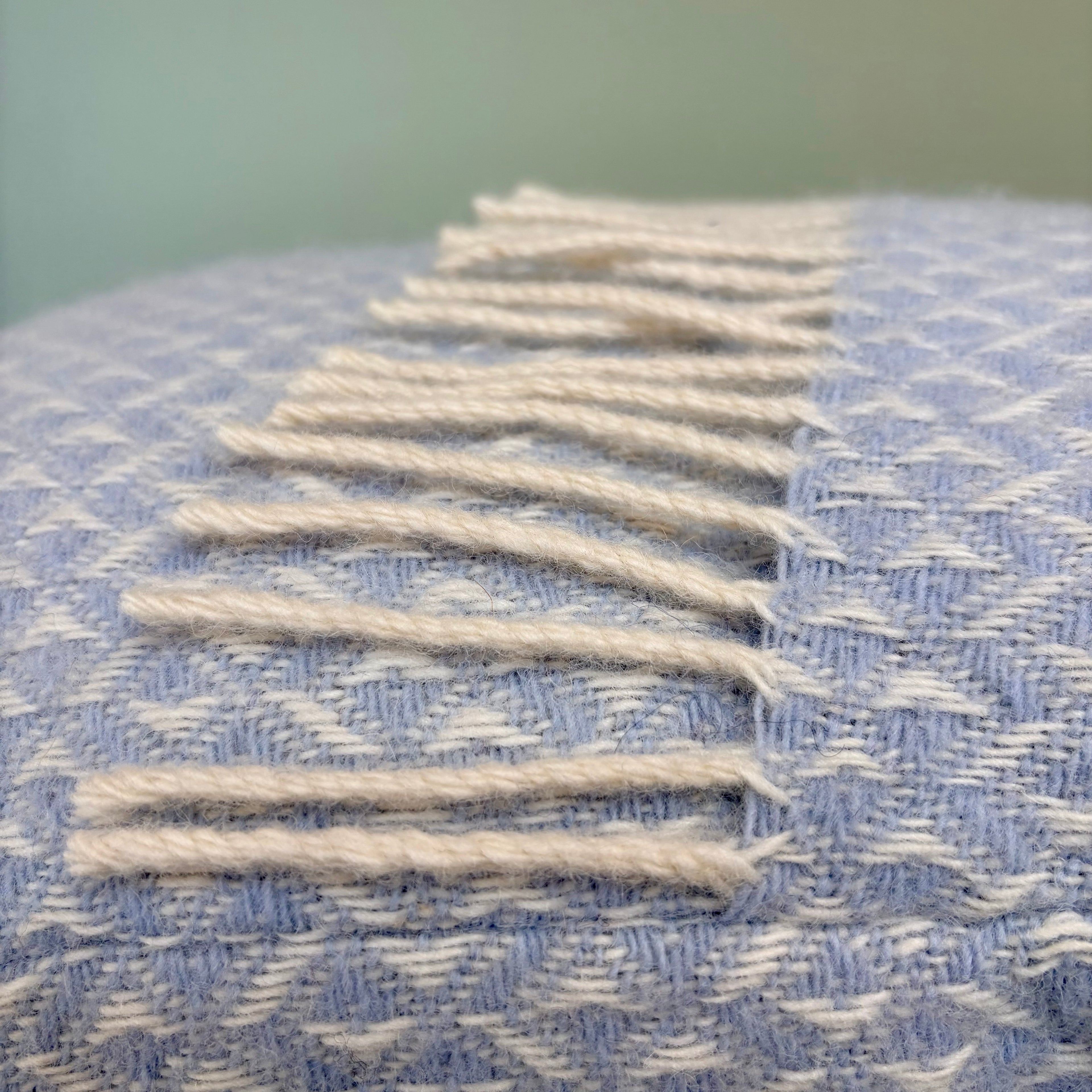 Handmade Welsh Wool Cushion Pastel Blue
