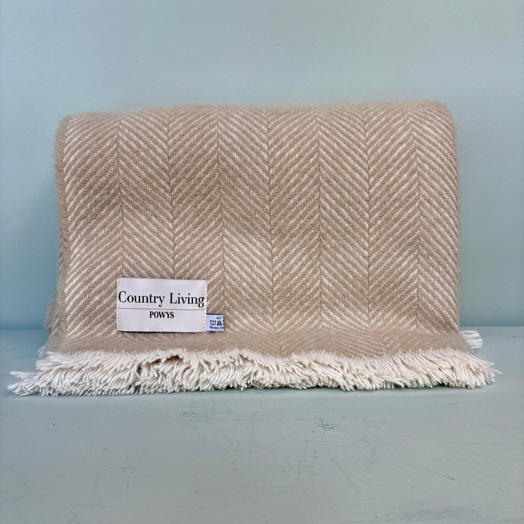 Welsh Wool Snuggle Throw Beige