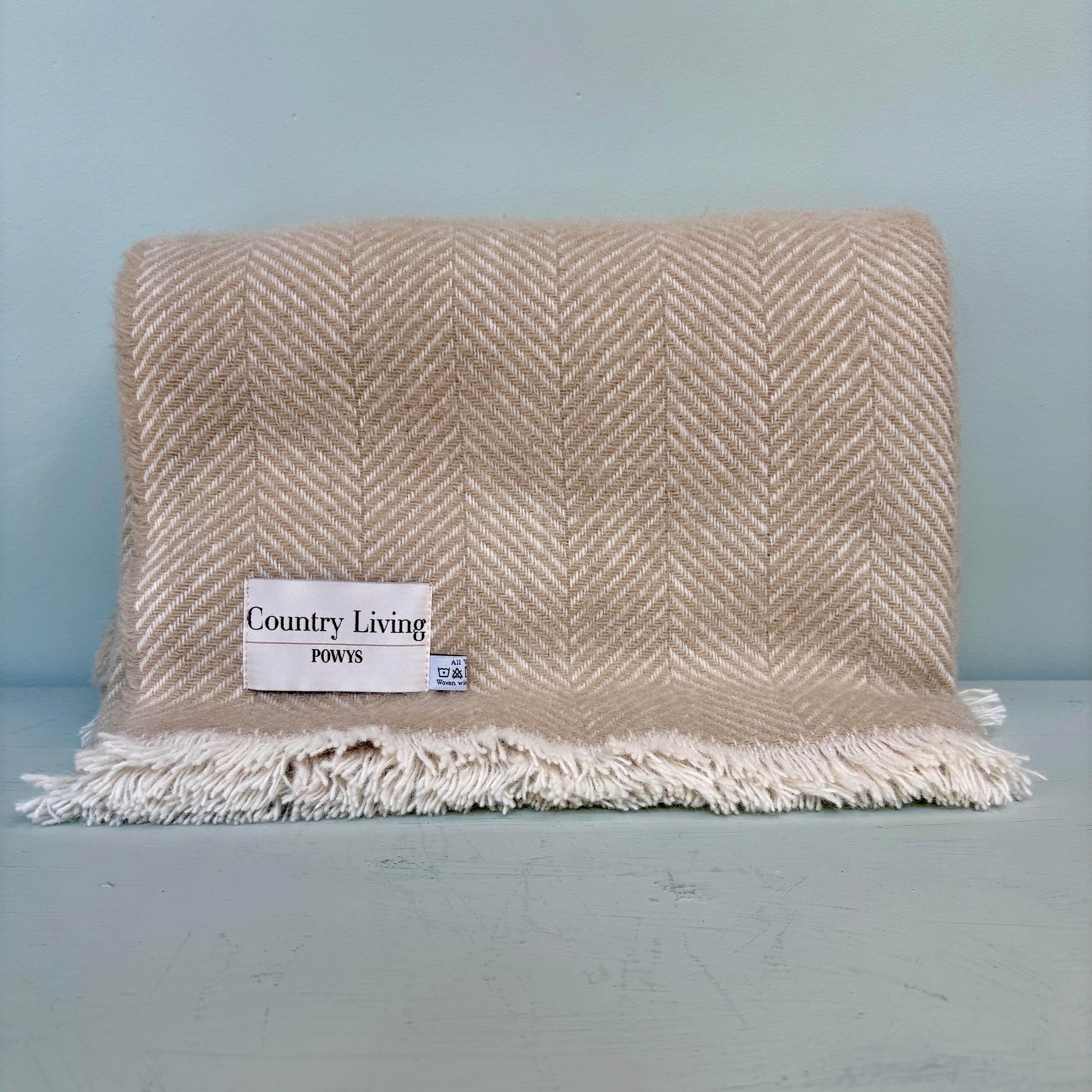 Welsh Wool Snuggle Throw Beige