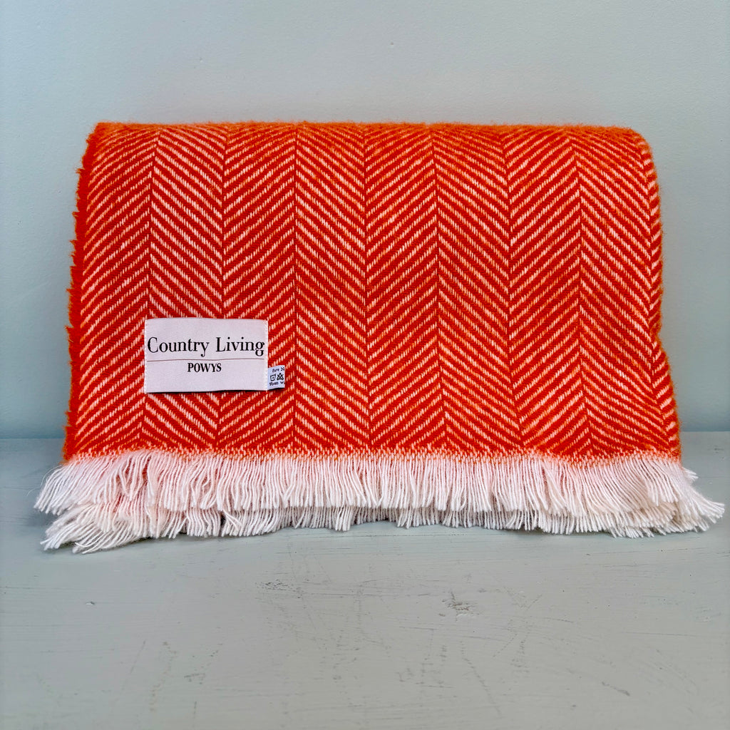 Welsh Wool Snuggle Throw Orange