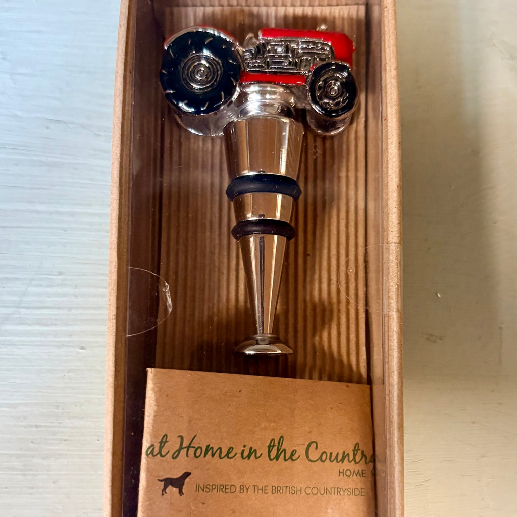 Red Tractor Wine Bottle Stopper