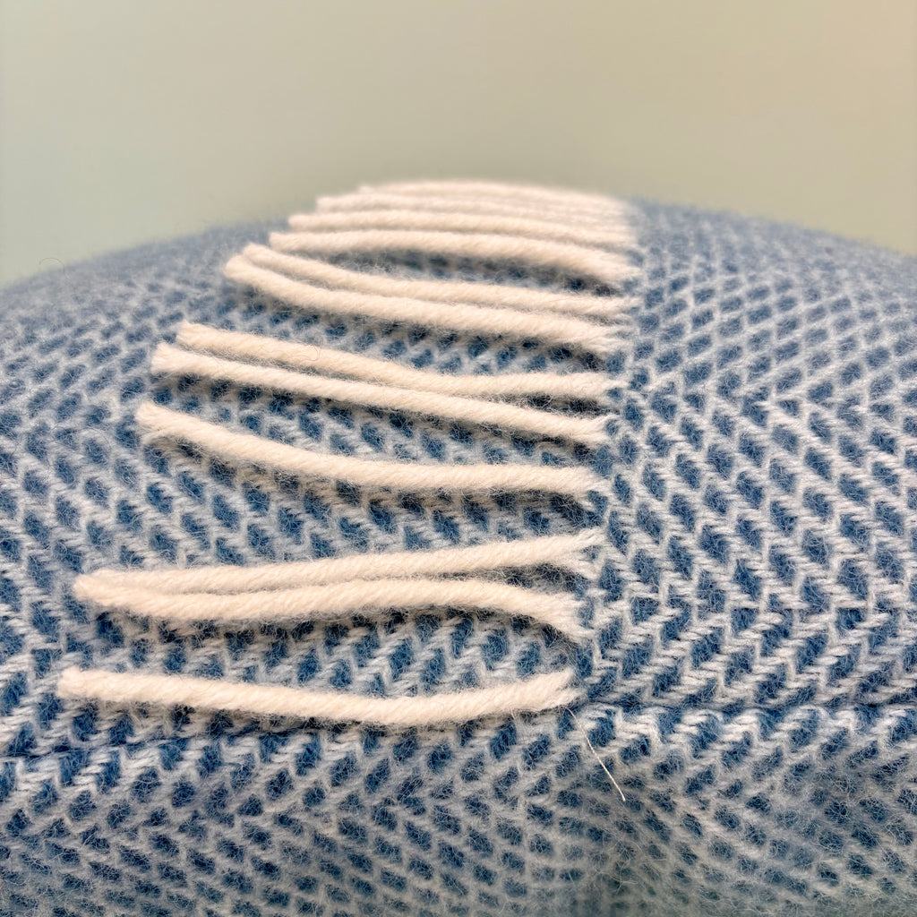 Handmade Welsh Wool Cushion Light Blue