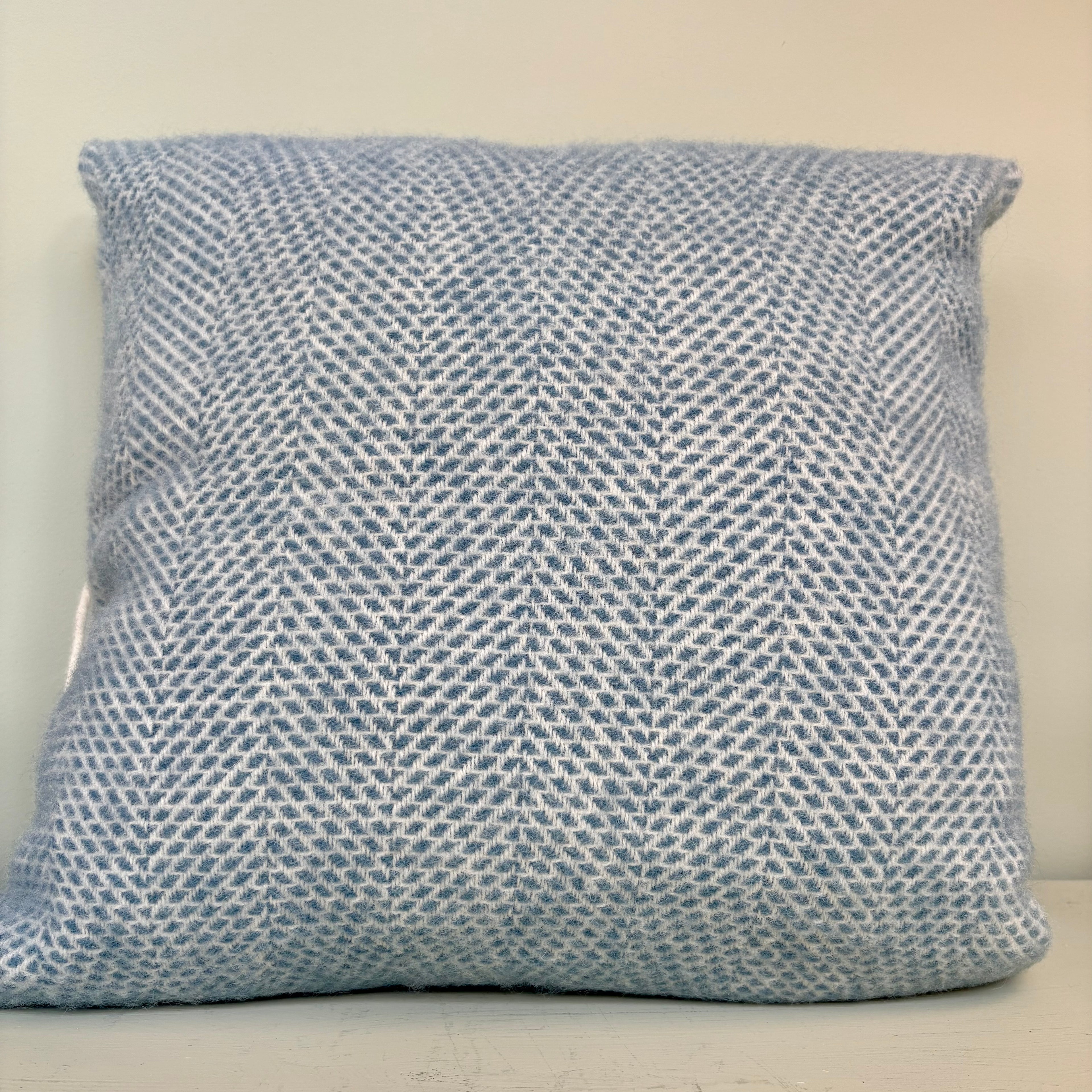 Handmade Welsh Wool Cushion Light Blue