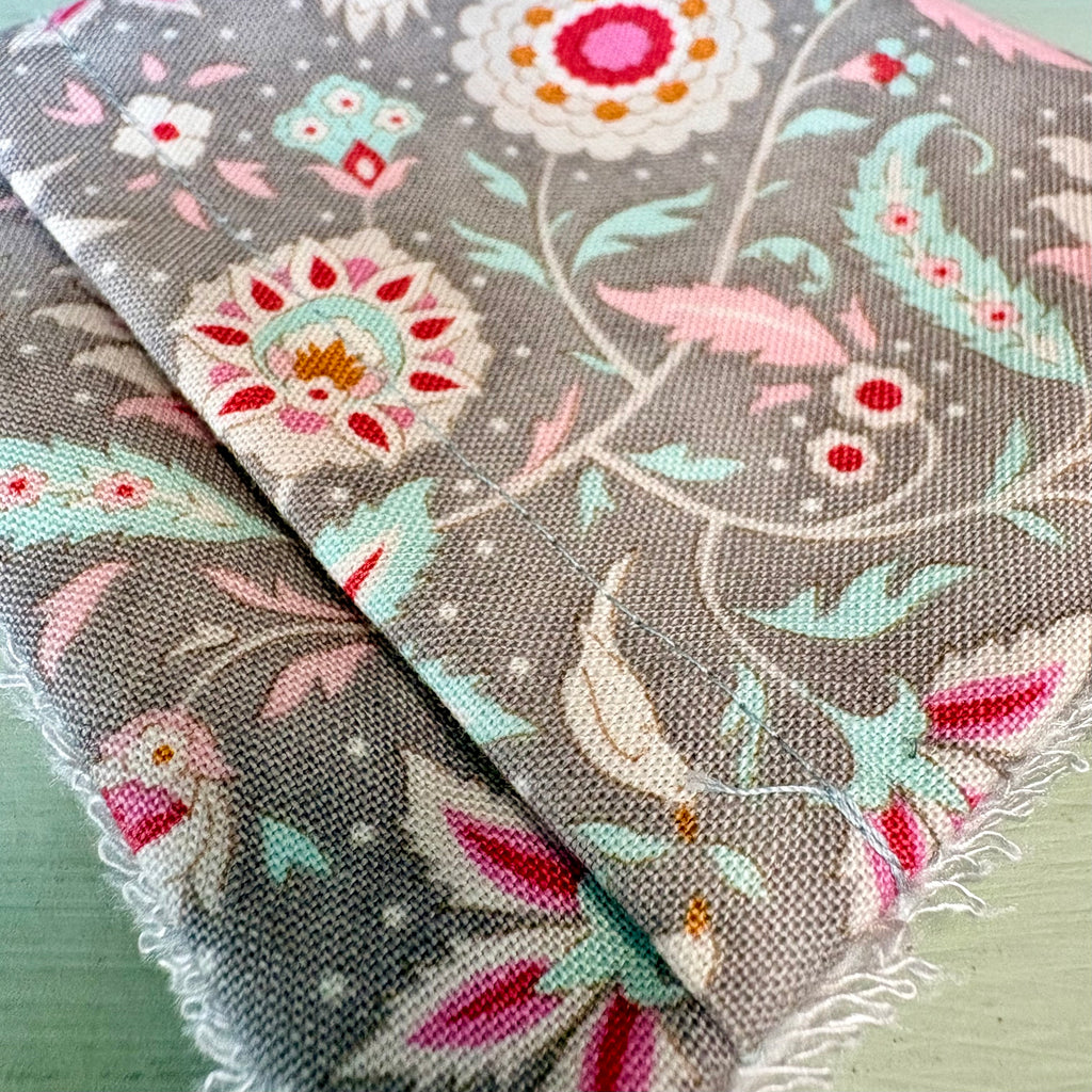Handmade Cleansing Eco Grey Floral Print Face Mitts