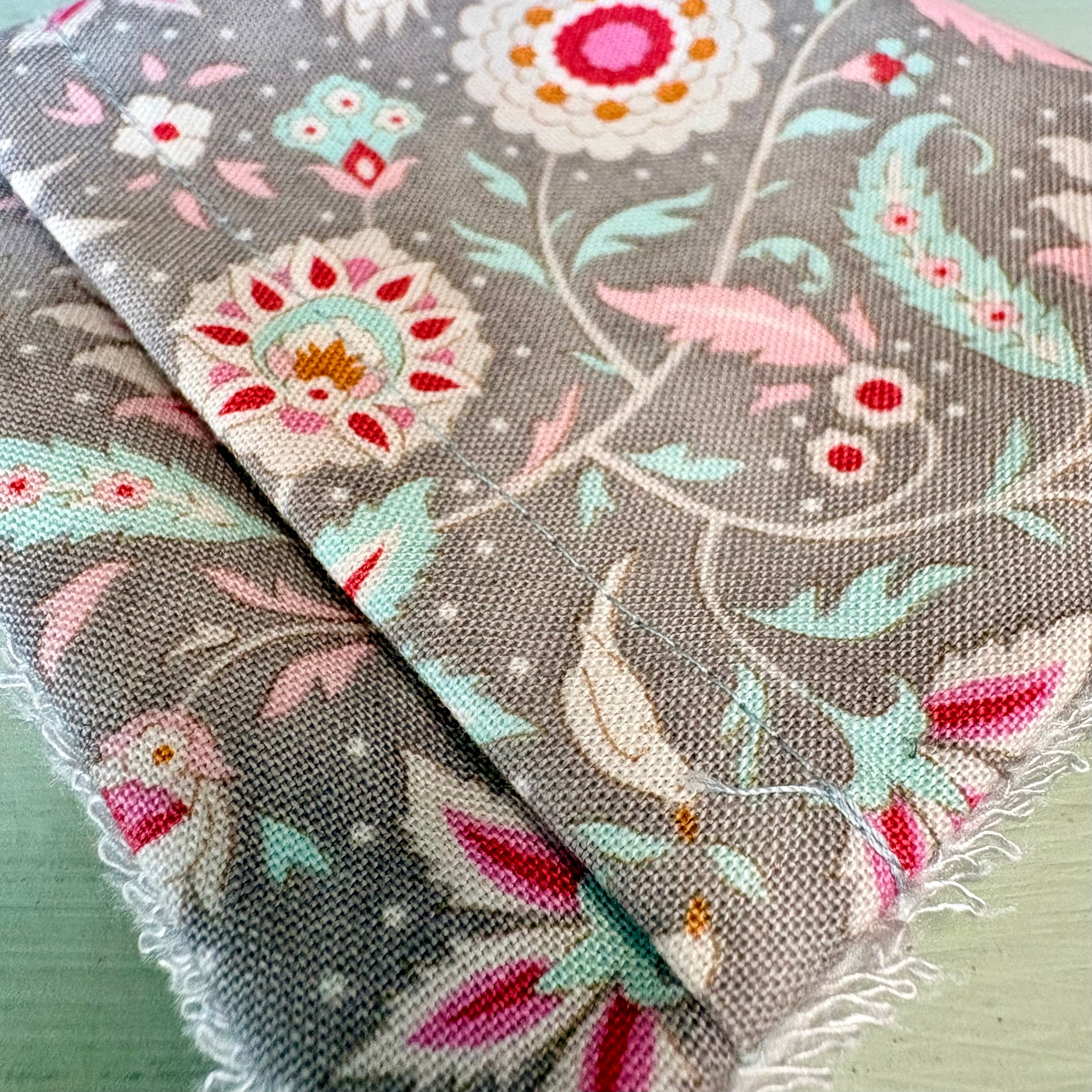 Handmade Cleansing Eco Grey Floral Print Face Mitts