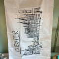 Chester City Skyline Illustration Tea Towel