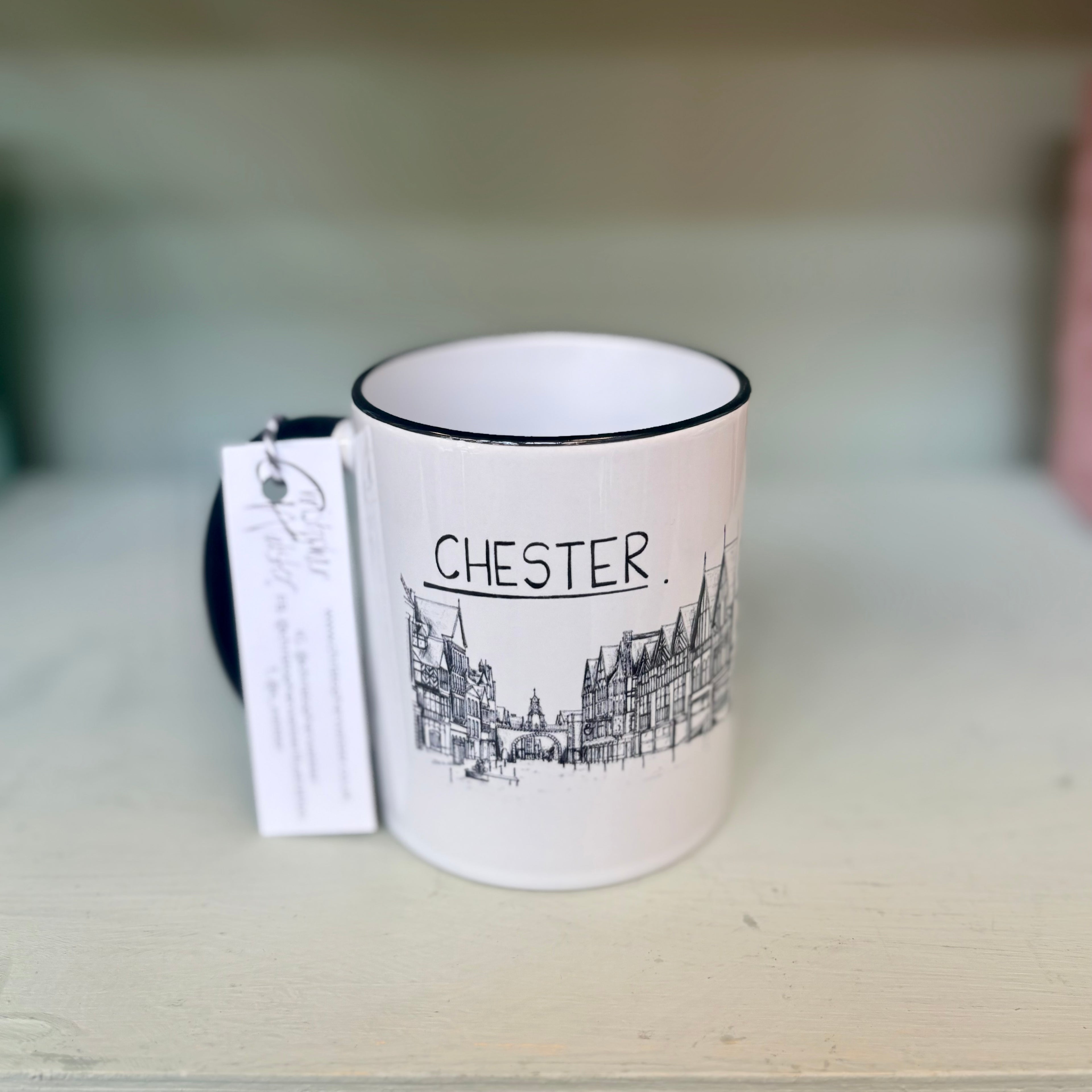 Chester City Skyline Illustration Ceramic Mug