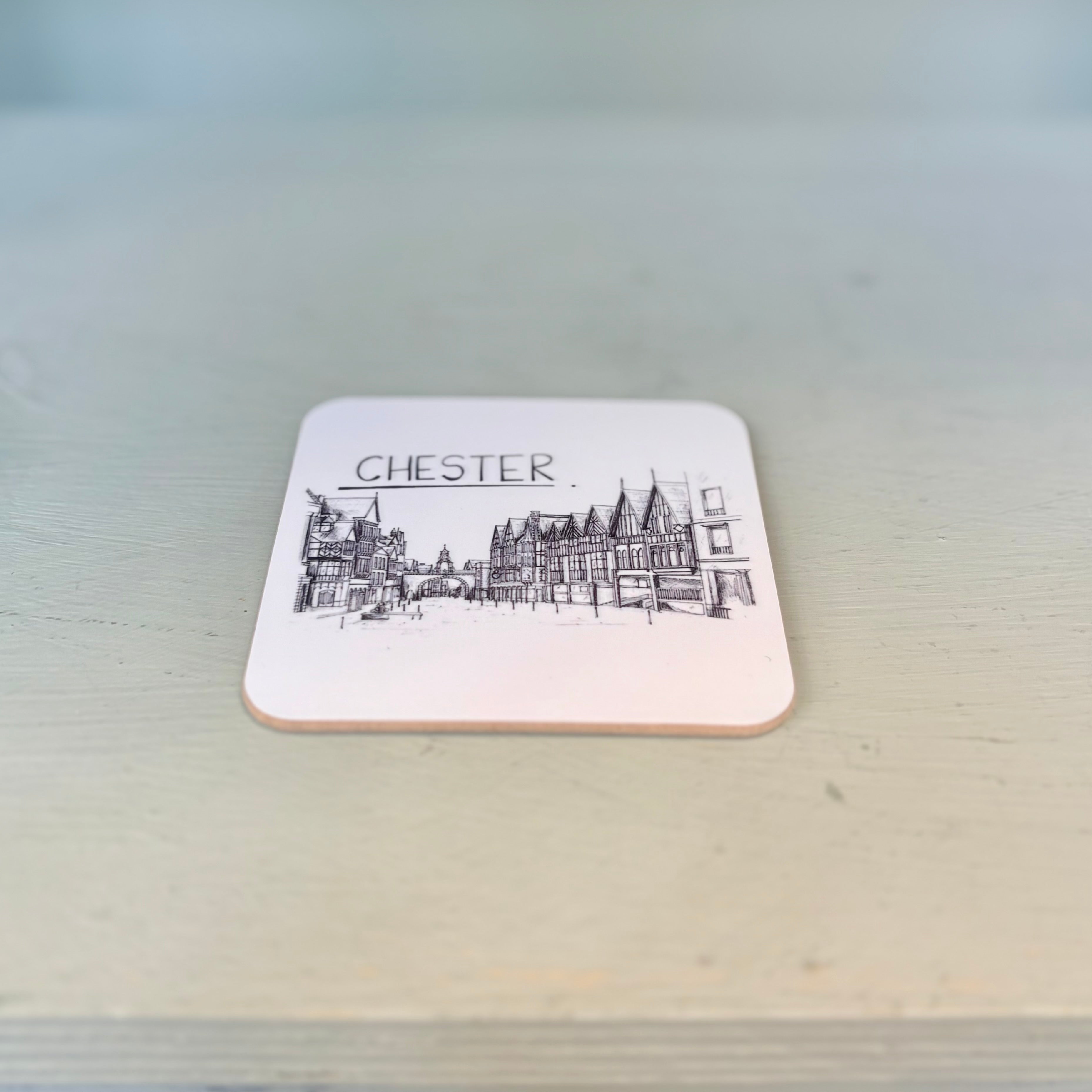 Chester City Skyline Illustration Coaster