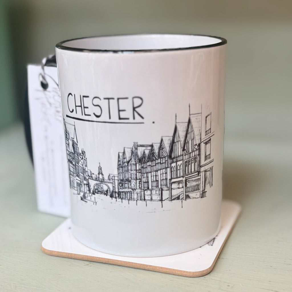 Chester City Skyline Illustration Ceramic Mug