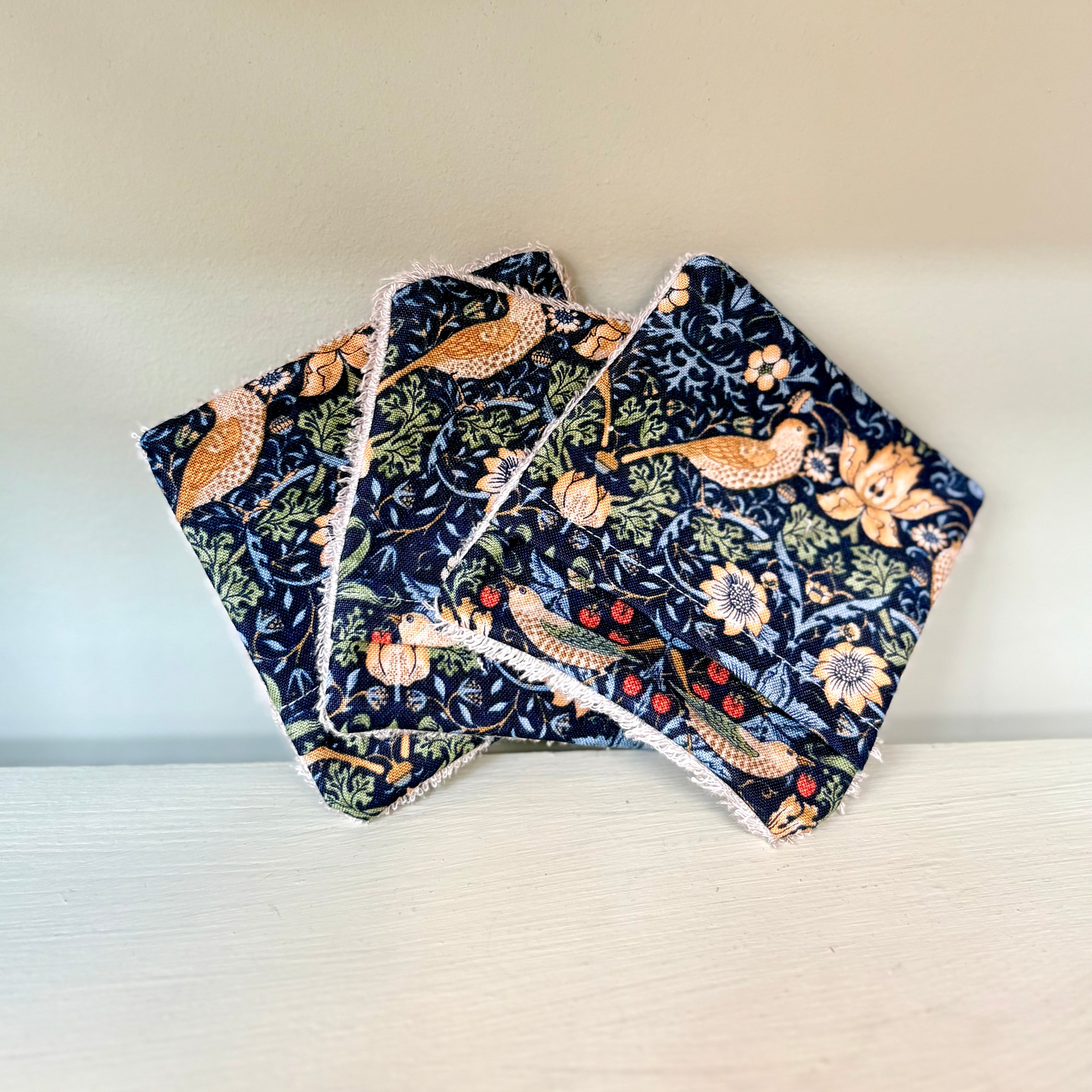 Handmade Cleansing Eco Botanical Bird Print Face Mitts