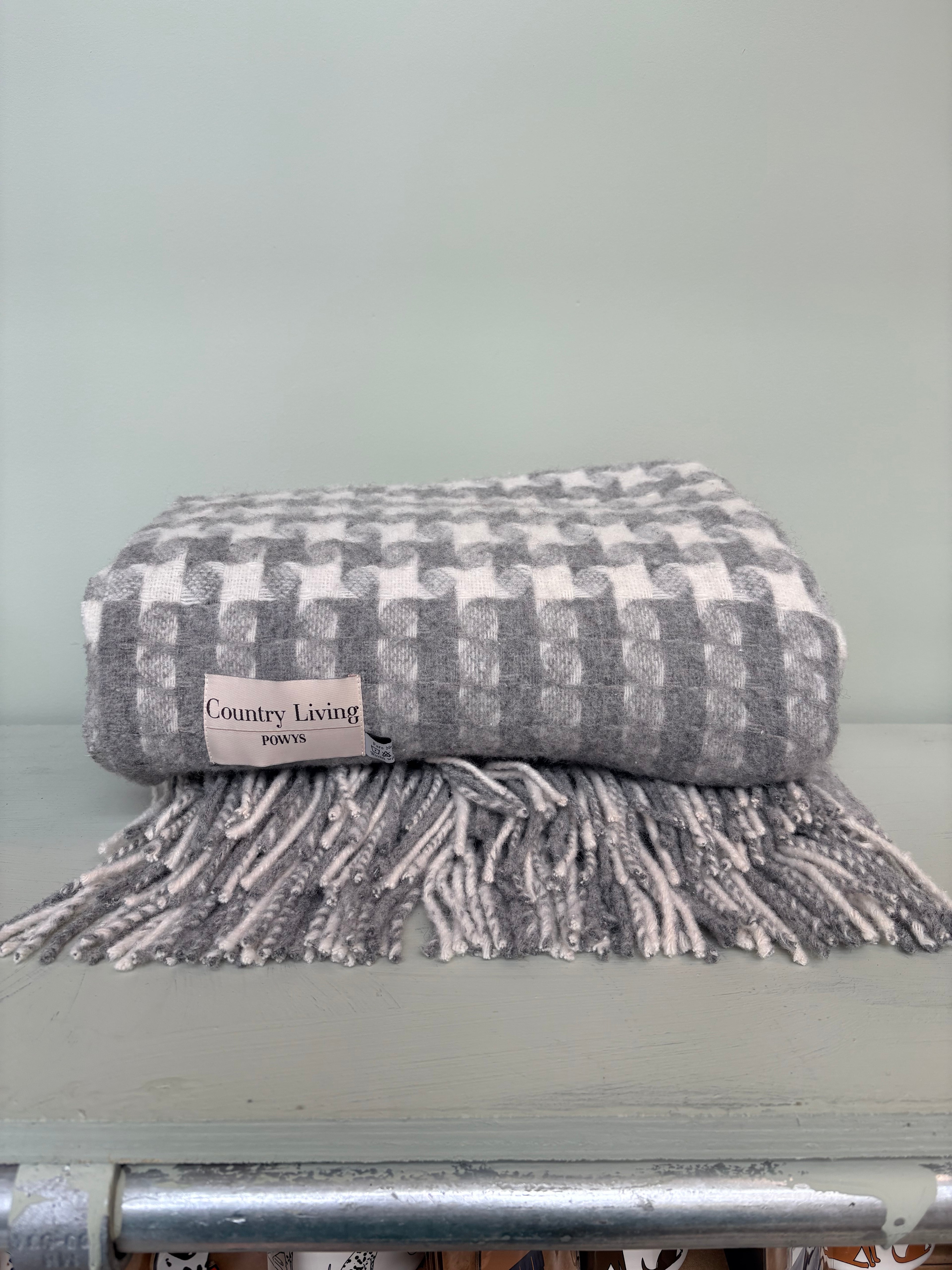 Country Living Powys Welsh Wool Grey & White Throw