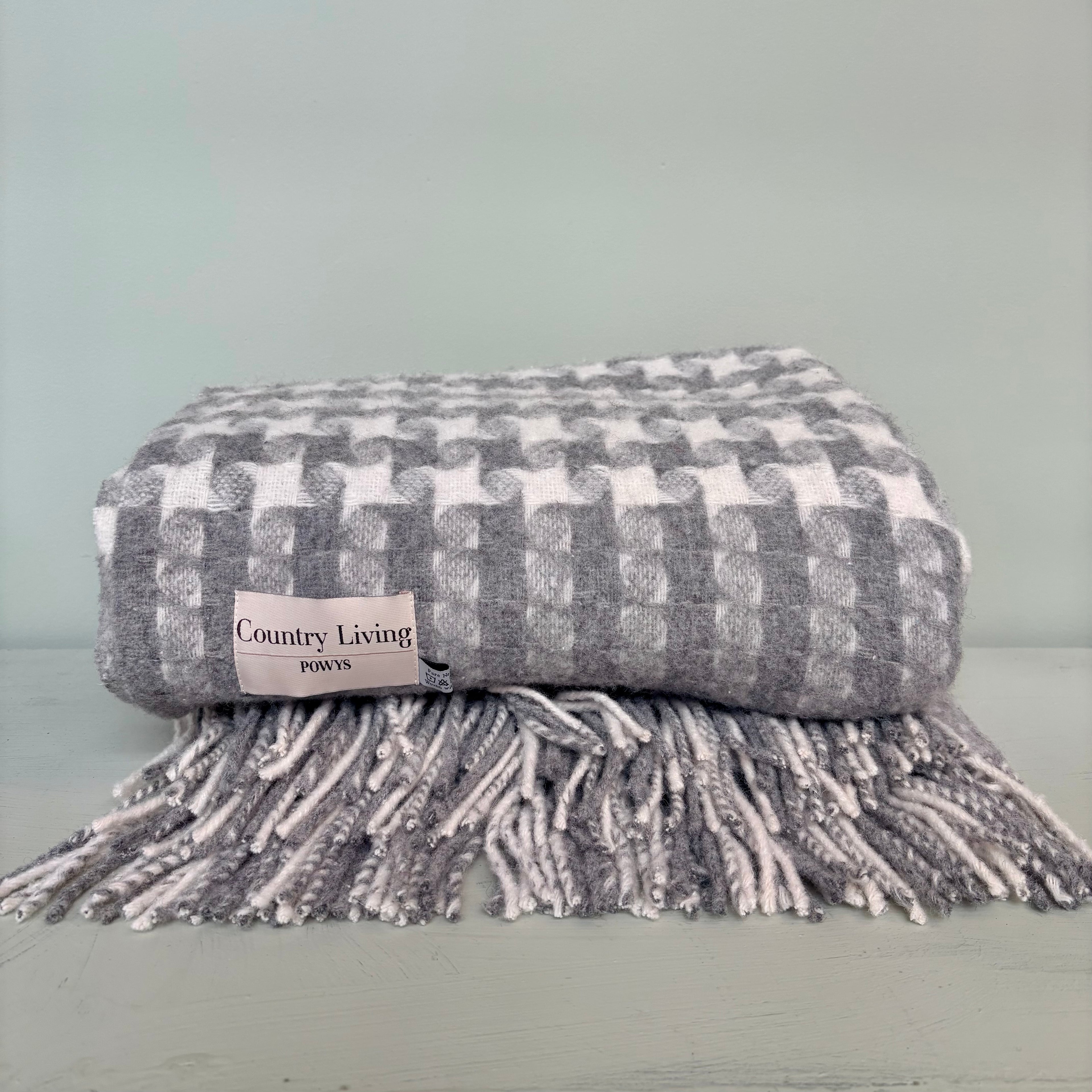 Country Living Powys Welsh Wool Grey & White Throw
