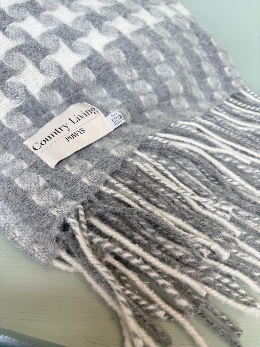 Country Living Powys Welsh Wool Grey & White Throw