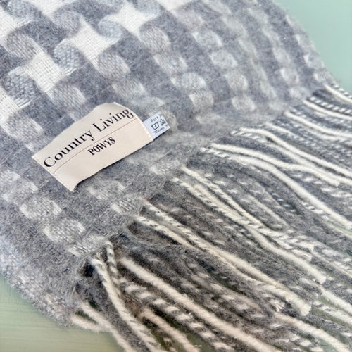 Country Living Powys Welsh Wool Grey & White Throw