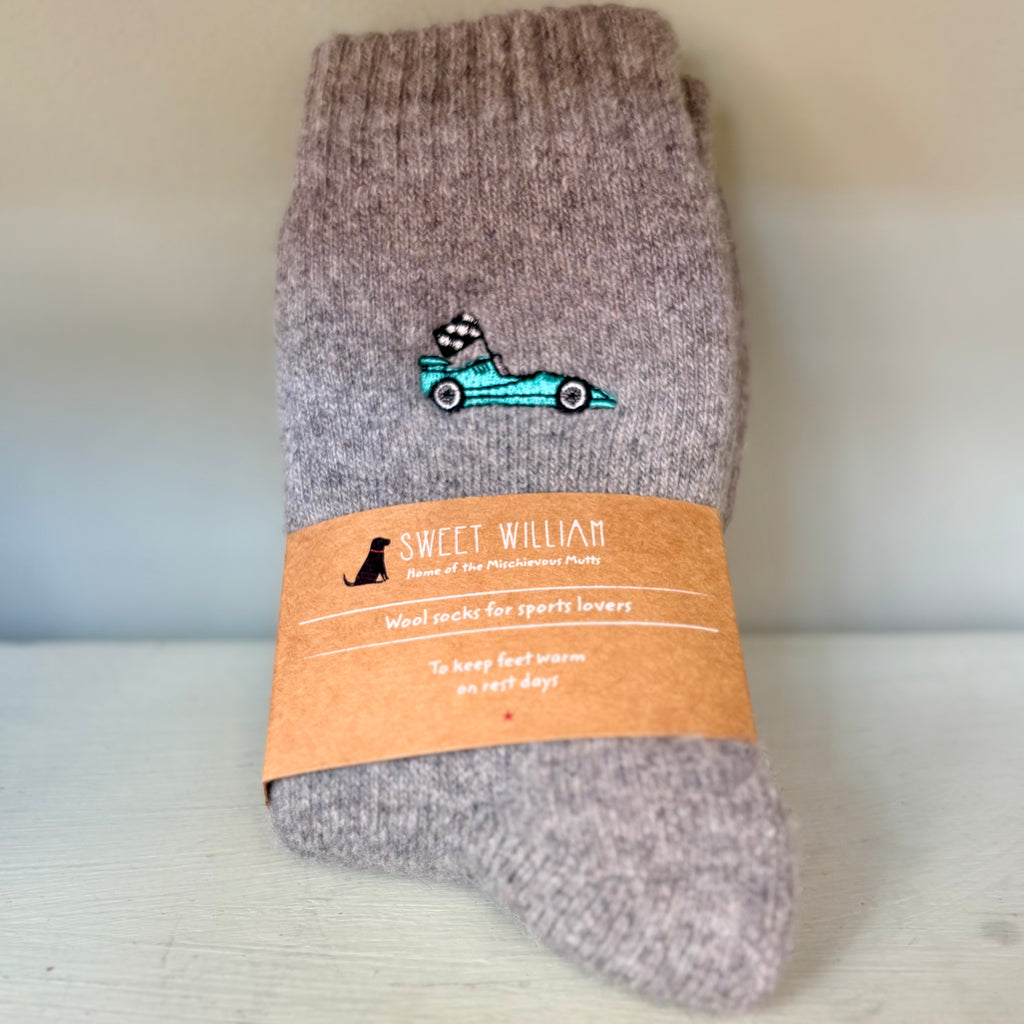 Sweet William Turquoise Motorsport Racing Car Socks