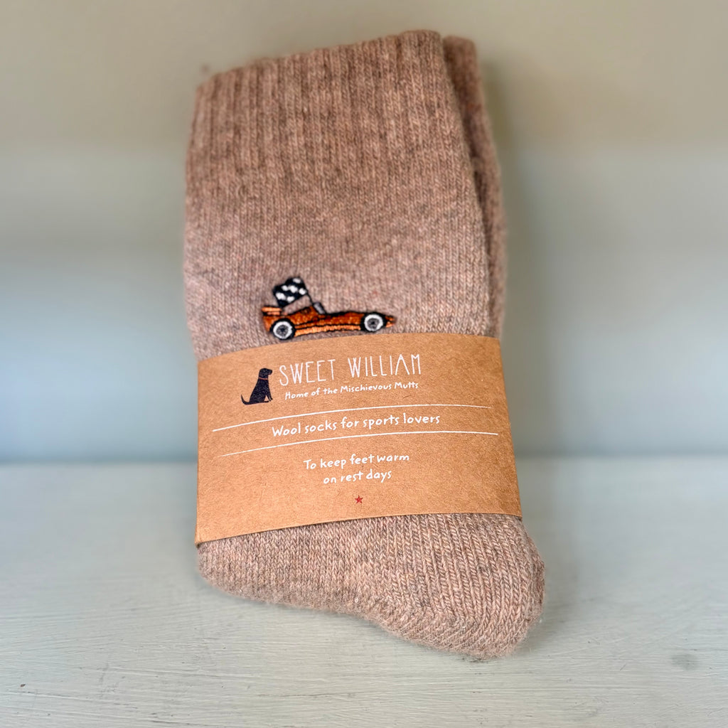 Sweet William Orange Motorsport Racing Car Socks