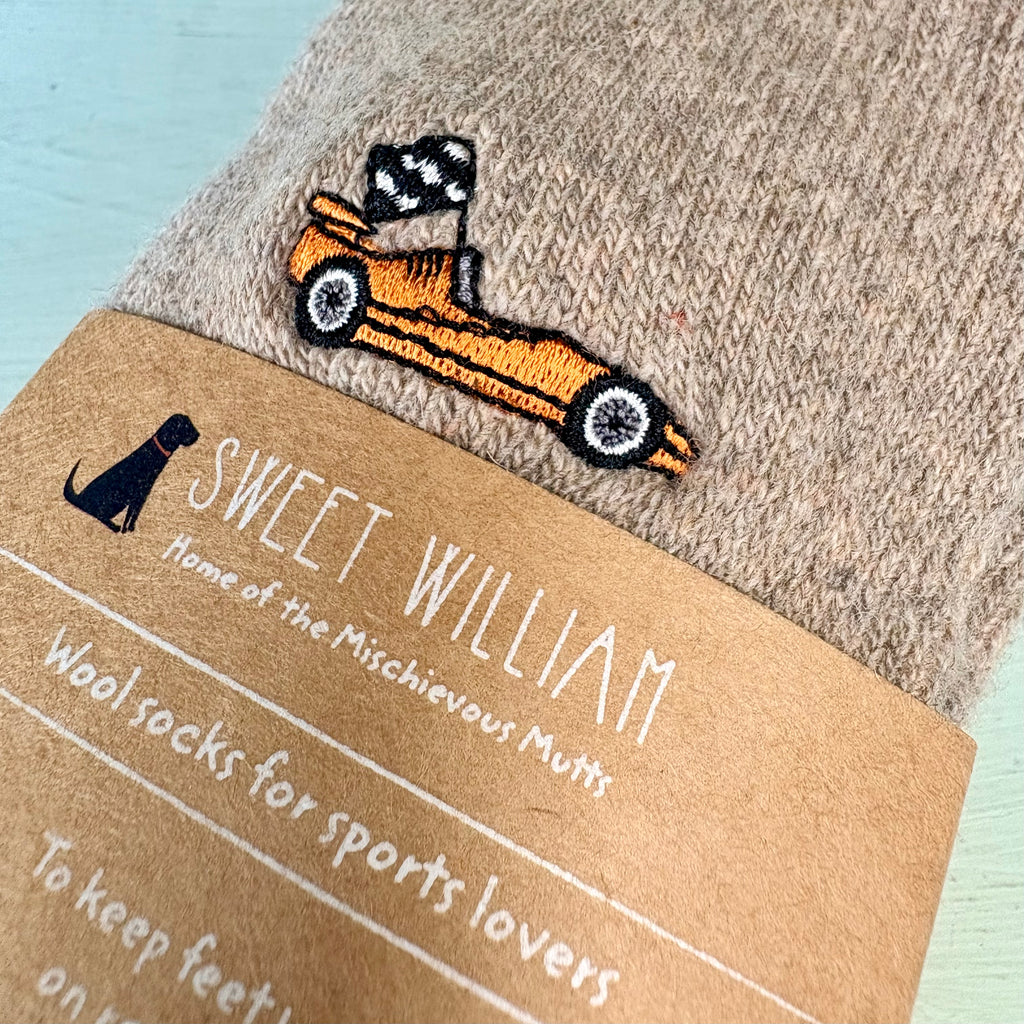 Sweet William Orange Motorsport Racing Car Socks