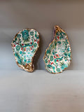 Periwinkle Shells Green & White Floral Trinket Dish Duo