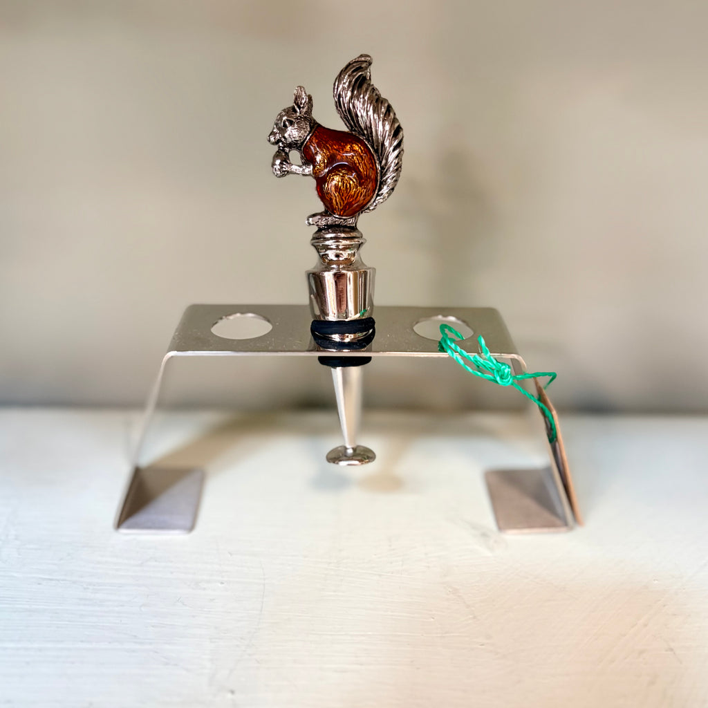 Amber Enamel Squirrel Wine Bottle Stopper