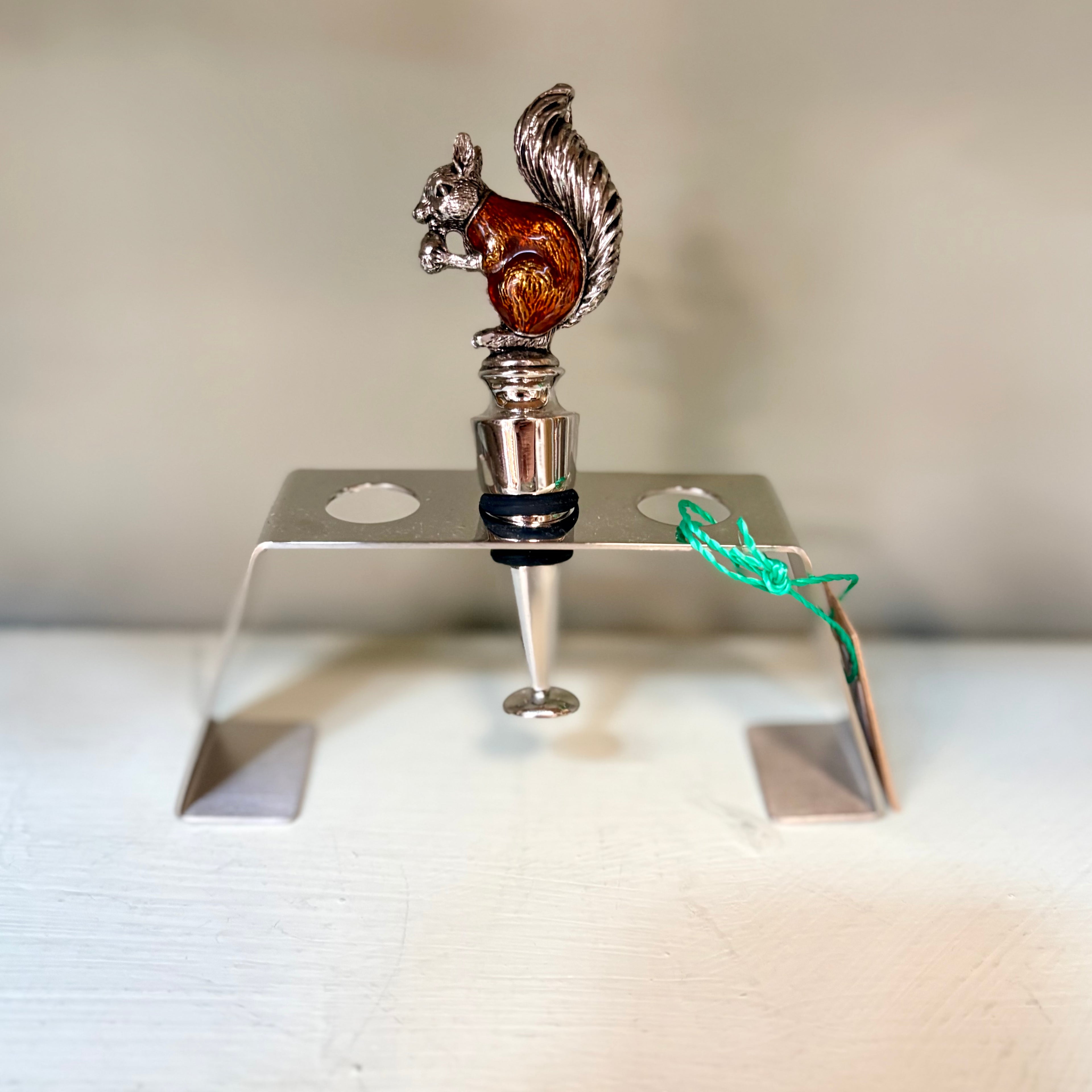 Amber Enamel Squirrel Wine Bottle Stopper