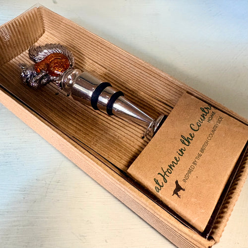 Amber Enamel Squirrel Wine Bottle Stopper