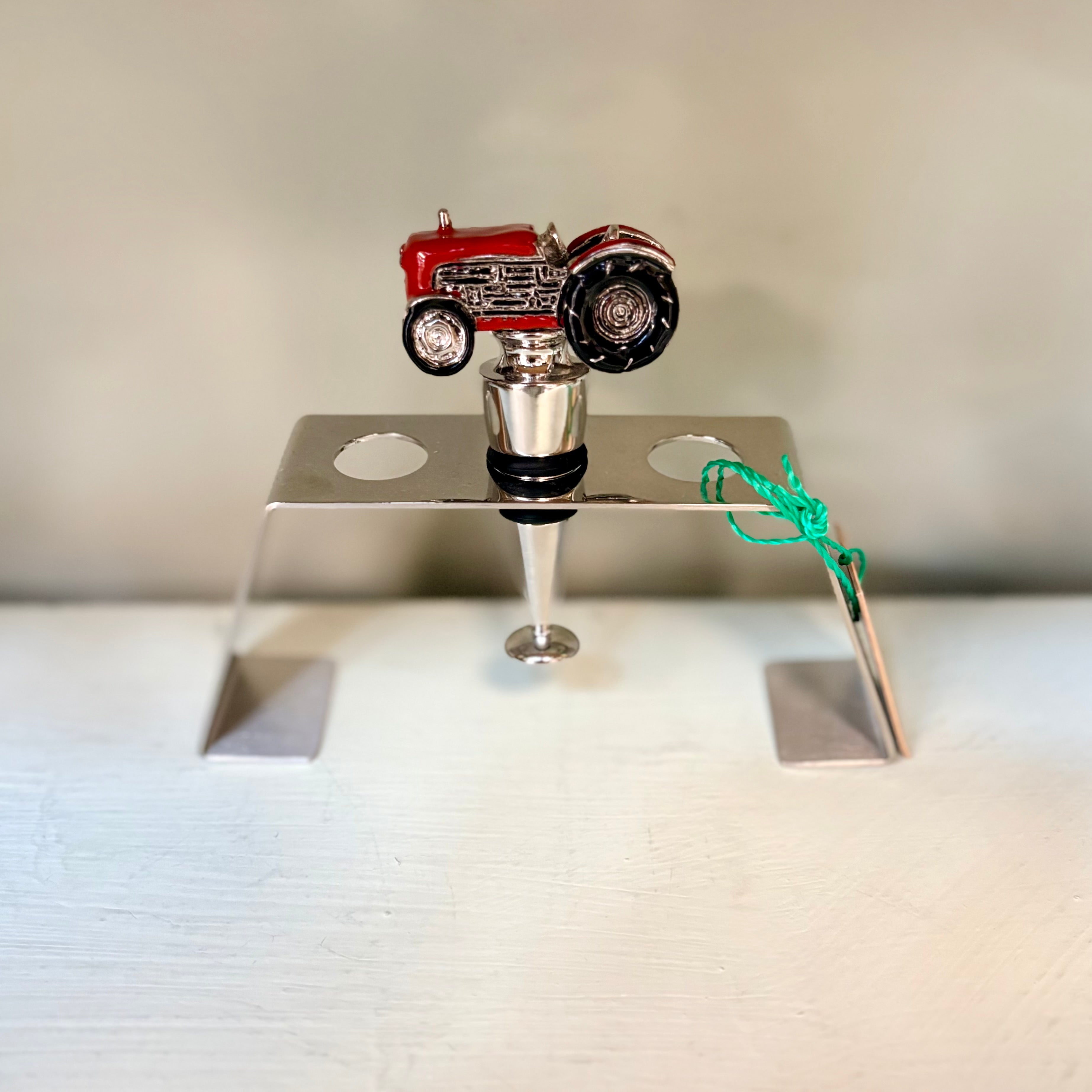 Red Tractor Wine Bottle Stopper