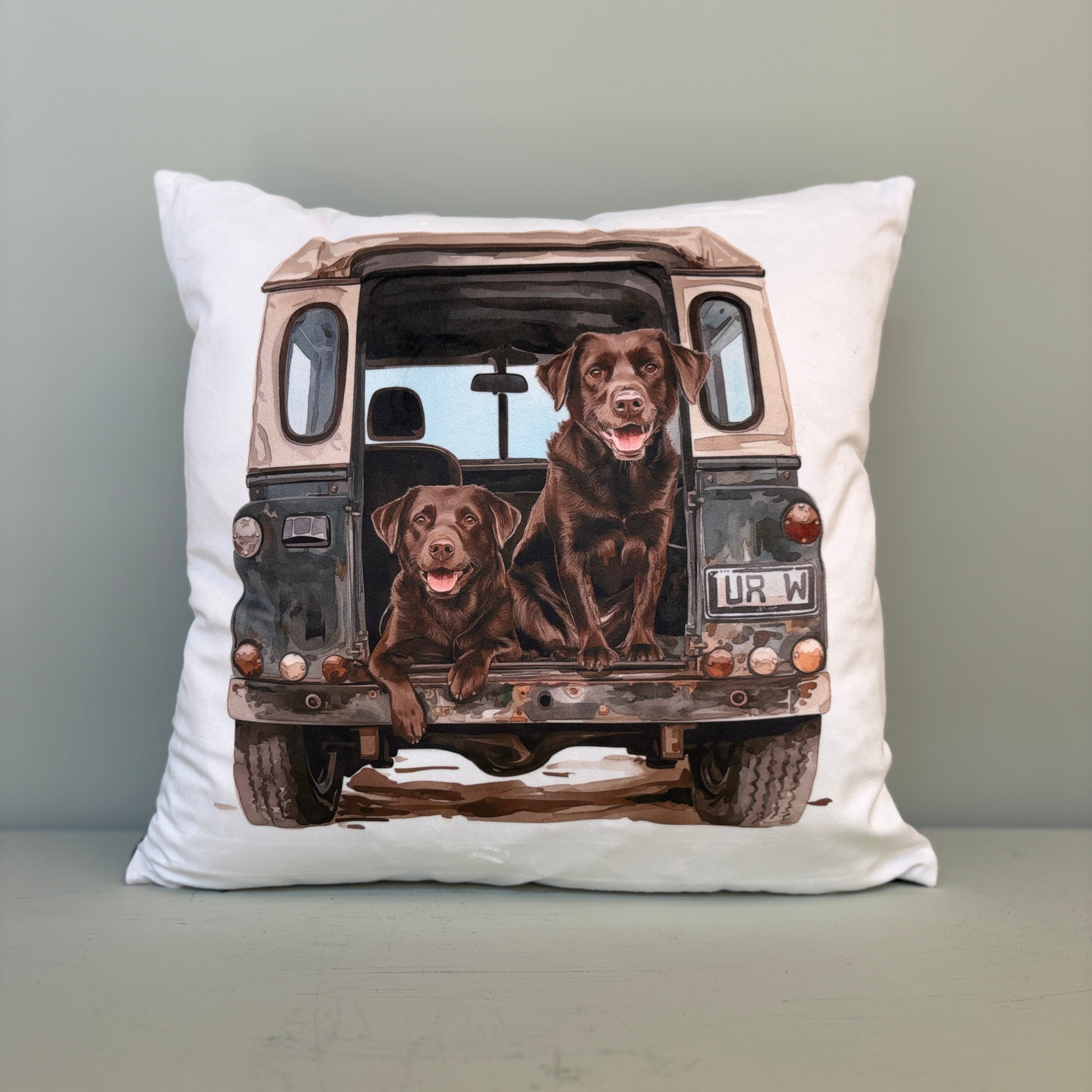 Land Rover Brown Labrador Dog Cushion