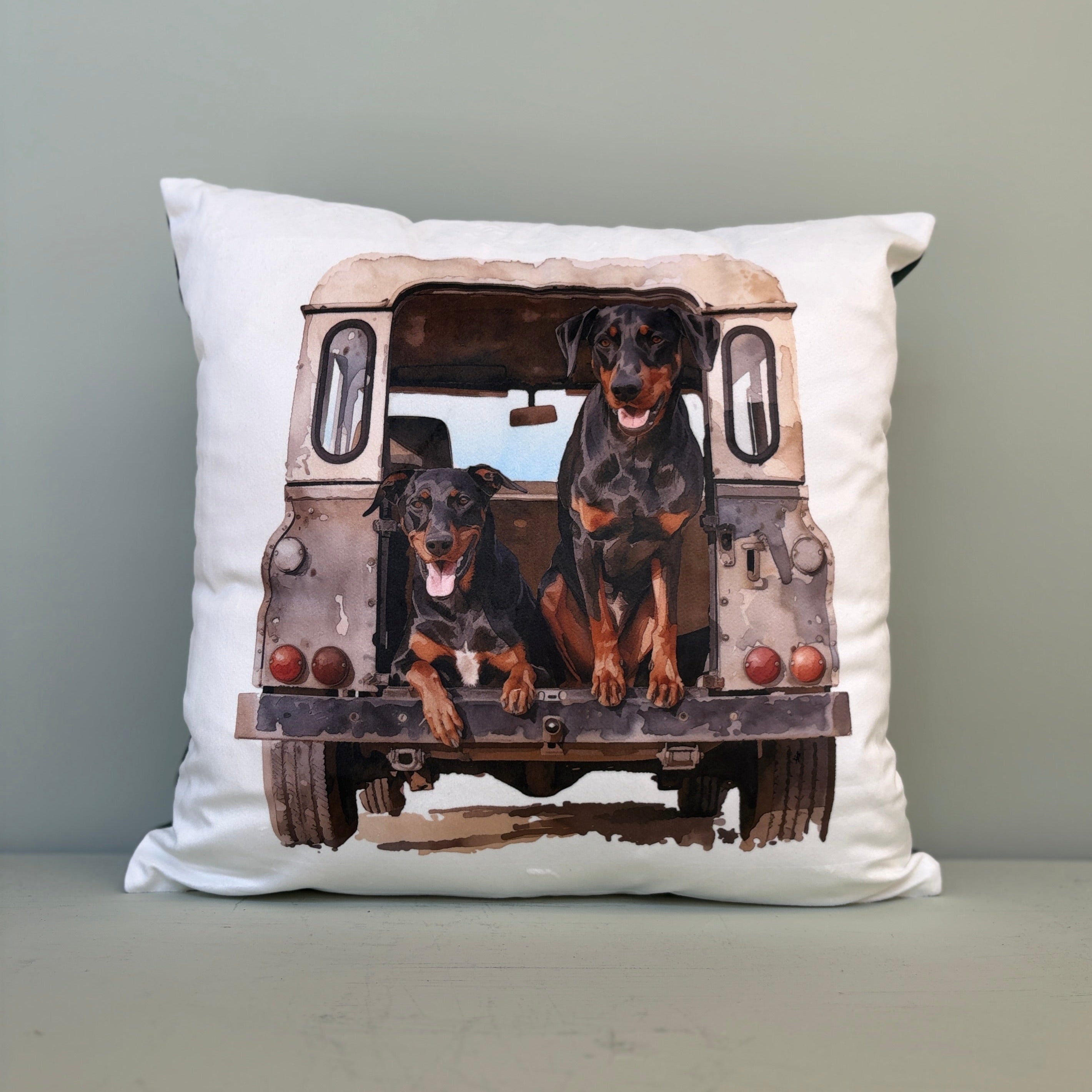 Land Rover Doberman Dog Cushion